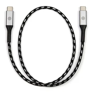 Volkswagen 000051446CB Premium USB-C auf USB-C Ladekabel, 50cm, Beleuchtetes VW Logo, Schwarz