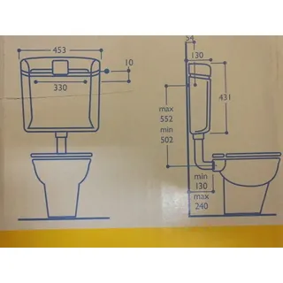 Aufputz Spülkasten 1170 Aufputzspülkasten bahama-beige leise f StandWC Toilette.