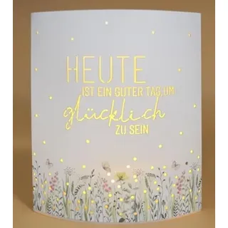 La Vida LED-Laterne Poesielicht glücklich Sein zum Stehen oder Hängen mit Timer 16x13,x5 cm