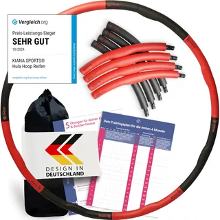 KIANA SPORTS® Hula Hoop Reifen Erwachsene inkl. Tasche und Übungsplan [1,2 kg] - Stabiler Hoola Hoop aus Deutscher Entwicklung - Hullahub Reifen zum Abnehmen - Gymnastikreifen mit Wellen
