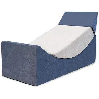 CCLIFE 2in1 Sofa verstellbar waschbar Sitzsack set Liege Kinder Erwachsene mit Füllung Spielsofa Couch, Farbe:Blau&Grau