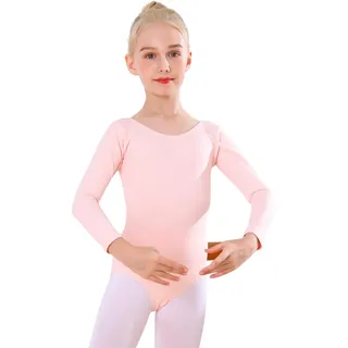 Bezioner Ballettkleidung Mädchen, Kinder Ballett Trikot Ballettanzug Lange Ärmel TanzBody for 3-12 Jahre Rosa 110