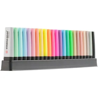 STABILO - Textmarker - BOSS ORIGINAL - 23er Tischset - 8x Neonfarben, 8x Pastellfarben, 6x Naturfarben, 1x Marker schwarz