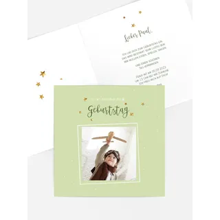 Einladungen zum Geburtstag  selbst gestalten mit Spruch und Fotos im Onlinedesigner bei Meine-Kartenmanufaktur.de