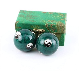 lachineuse - Yin Yang Qi Gong Kugeln Set - Chinesische Klangkugeln aus Emaille ⌀ 45 mm - Gesundheitskugeln - Geschenkbox Entspannung Zen - Asiatisches Feng Shui Objekt - Grün