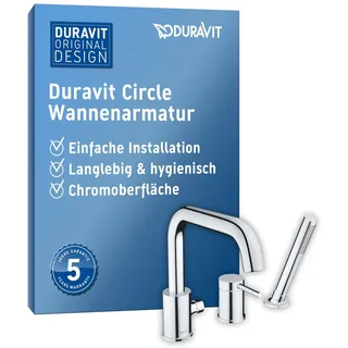 Duravit Circle 3-Loch Wannenarmatur, Ausladung 215 mm, Wannenrandmontage, Chrom,