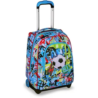 SJ GANG STYLE JAM GANG Trolley für die Schule, Blau, 2 in 1, doppelter Verwendungszweck, Trolley und Rucksack, Rucksack für die Grundschule, für Kinder, blau, Taglia Unica, Modern