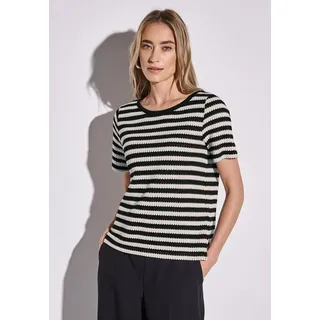 STREET ONE T-Shirt, mit Streifen Muster, schwarz