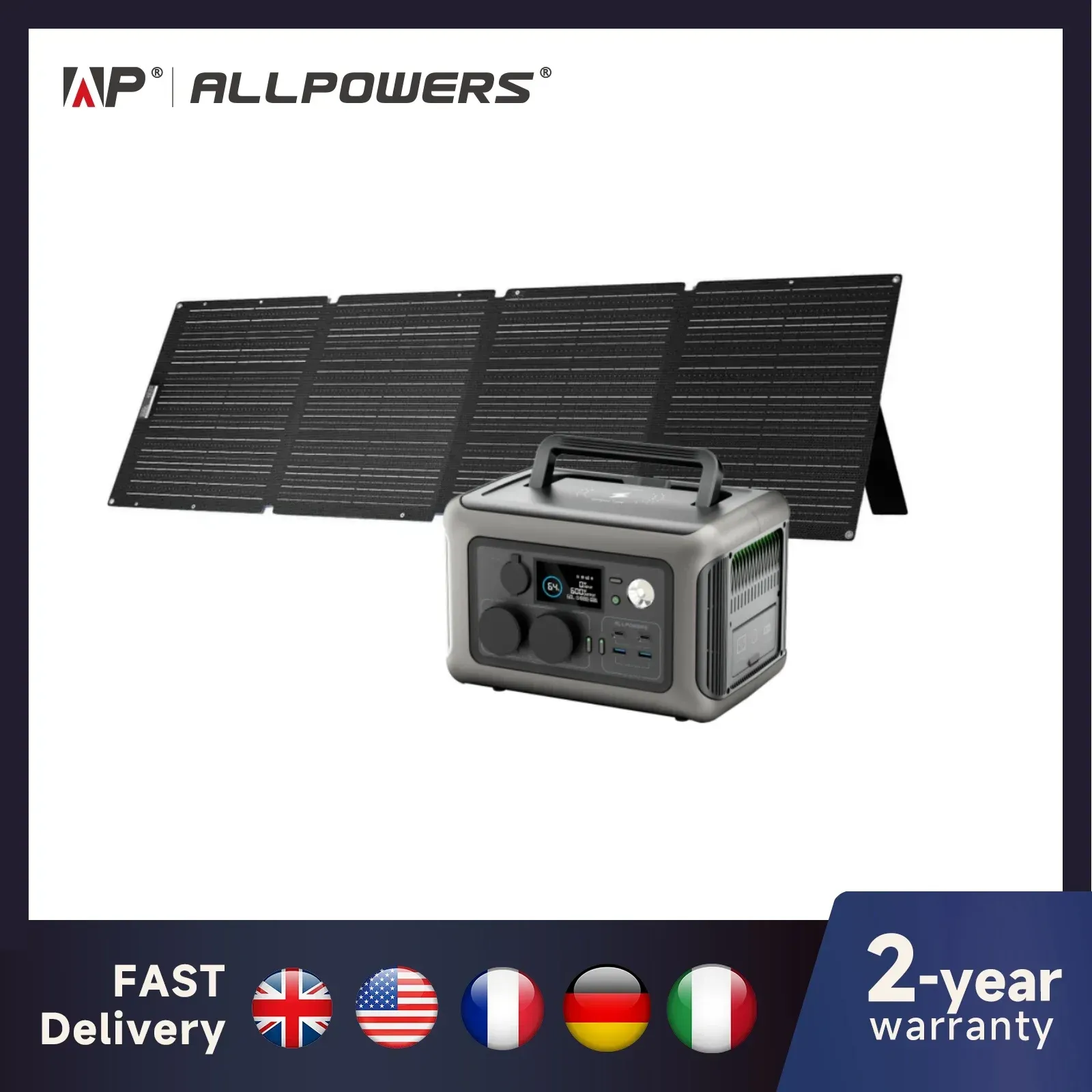ALLPOWERS R600 Solargenerator mit Solarpanel (optional), 600 W 299 Wh tragbares LiFePO4-Kraftwerk mit Solarladegerät für Camp