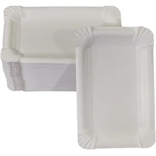 WIMEX 100 flache Pappteller weiß eckig 11 x 17 cm