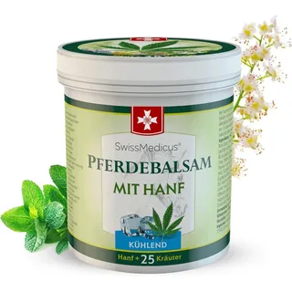 SwissMedicus Pferdebalsam mit Hanf - 500 ml - Kühlende Wirkung für Muskeln & Gelenke - mit 25 natürlichen Extrakten - Alltäglicher Gebrauch - Natürliches Gel