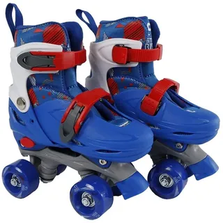 Kids Globe Rollschuhe blau/rot (Größe 31-34 verstellbar, mit zwei Schnallen, Rollerskates für Kinder)