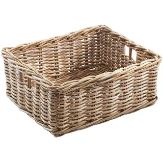 Rattankorb Regalkorb Aufbewahrungskorb Sortierhilfe eckig Rattan Kubu grau groß