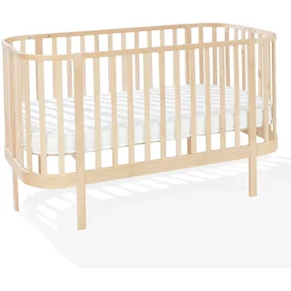 ATB MEBLE Gitterbett mit Matratze 140x70 cm - 2 in 1 Babybett Kinderbett - Grand Beistellbett Baby aus Holz - Bett Baby Mitwachsend - Kinderbett umbaubar - Jugendbett - Holz