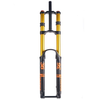 LAVSENA DH Downhill Mountainbike Federgabel 26 27,5 29 Zoll Federweg 160mm MTB Luftgabel Zugstufeneinstellung Doppelschulter Fahrrad Vorderradgabel Steckachse 15 X 110mm (Color : Gold, Size : 29'')