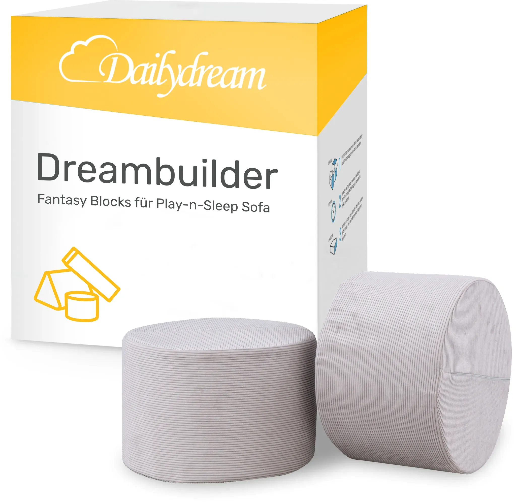 Fantasy Blöcke – Erweiterung für das Dailydream Spiel- und Schlafsofa, Grau