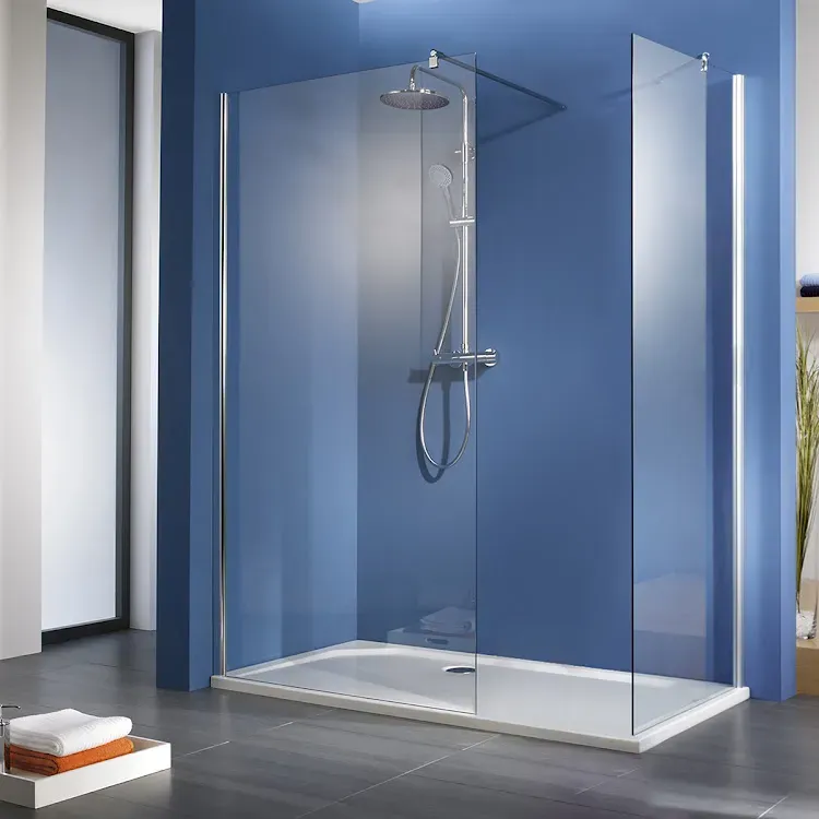HSK Duschabtrennung Walk-In Frontelement „Premium 2“ Walk in Glas Klar hell, Profile Weiß, H: 2000 mm