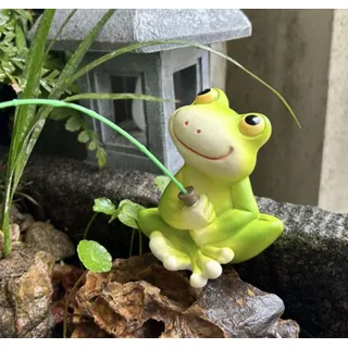 Miniteich Deko Angeln Figur,Gartendeko für Draußen Wetterfest,Frosch Teich Deko Garten,Teichdeko für Draußen Angler Frosch Figuren,Frösche Gartenfiguren Harz Statue für Blumentopf Hof