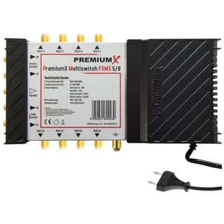 Premium X PremiumX PXMS 5/8 Multischalter mit Netzteil Multiswitch 1 SAT für 8 Teilnehmer Satverteiler Digital HDTV FullHD 4K UHD 8K