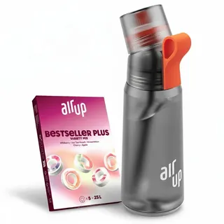 air up® Flasche Twist Pro Starter Set Original, inkl Pods in 5 Geschmacksrichtungen 1l Trinkflasche mit Geschmack, zuckerfrei I auslaufsicher, spülmaschinenfest & BPA frei I in Charcoal Grey