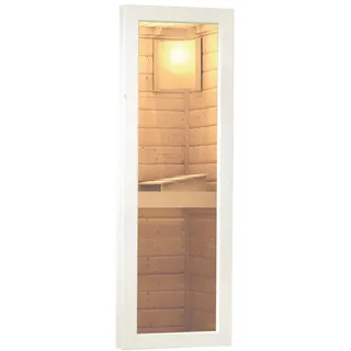 Karibu Saunafenster rechteckig für Außensaunen mit 38 mm Wandstärke elfenbeinweiß 122 x 42 cm,