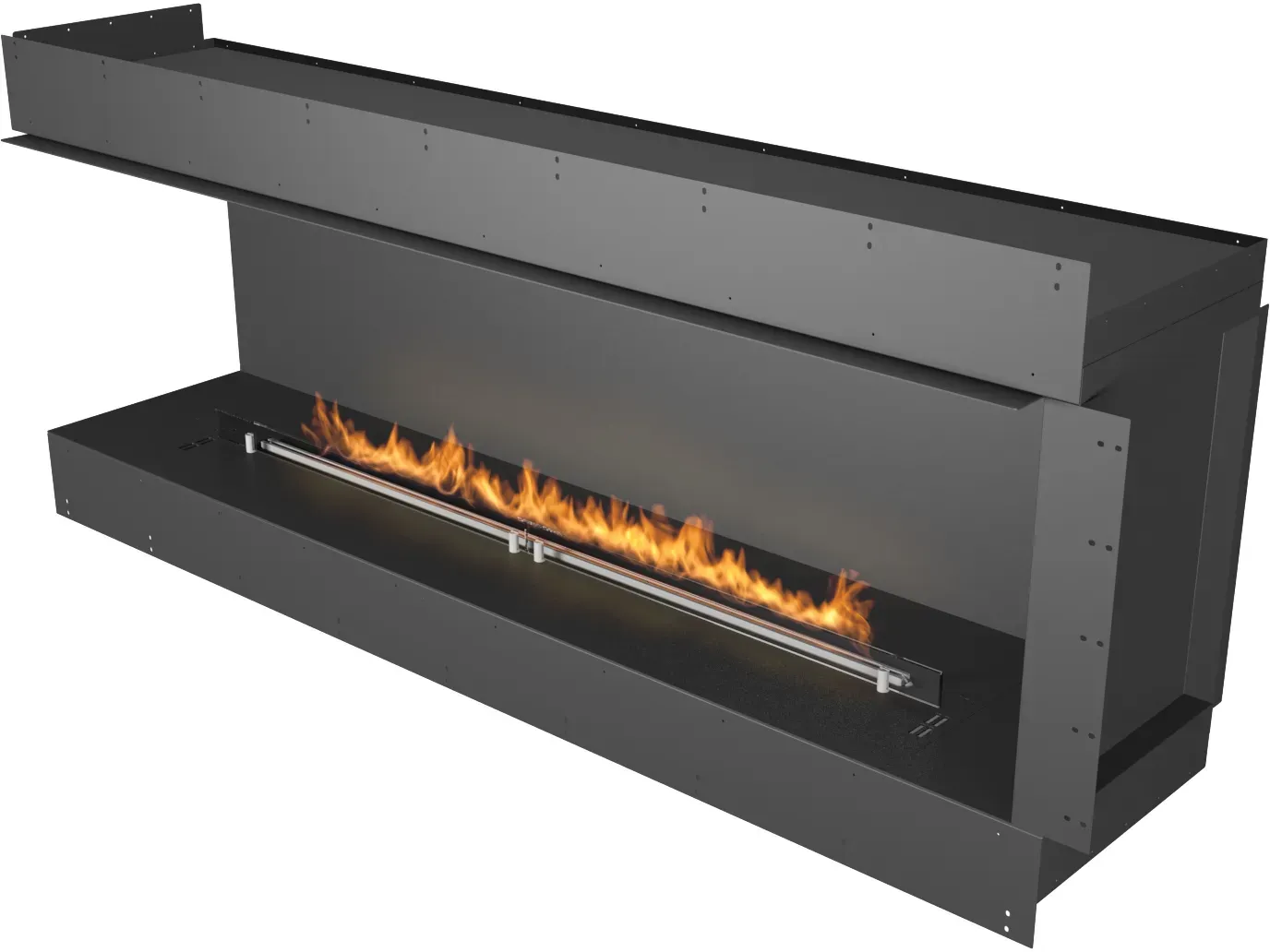 Planika Forma Eckkamin [Ethanol Einbau Gehäuse mit Automatikbrenner]: 1500 mm - Front + links offen