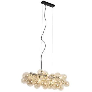 QAZQA Design-Hängeleuchte schwarz mit Bernsteinglas 8-flammig - Uvas