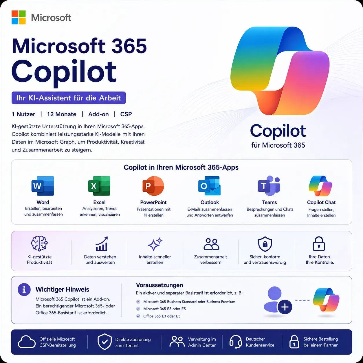Microsoft 365 Copilot | 1 Jahr | 1 Nutzer | Add-on | CSP