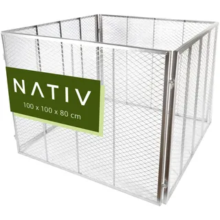 NATIV Garten Metallkomposter 100x100x80 cm galvanisiert, Komposter mit 800 Liter Volumen, Drahtkomposter für eigenen Kompost, Metall Komposter als Kompostsieb nutzbar, Kompostierer