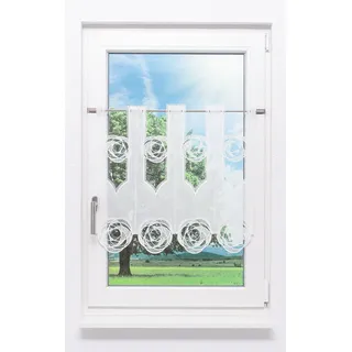 Scheibengardine Plauener Spitze - Circles "(BxH) 16cm * 60cm" weiß/Weiß