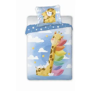 FARO pln Faro Tekstylia Babybettwäsche Kinderbettwäsche 100x135 Bettgarnitur 100% Baumwolle mit Oeko-Tex Siegel (Giraffe)