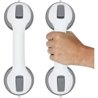 Spetebo Haltegriff aus Kunststoff mit Saugnapf - 2er Set - Duschgriff mit Schnellverriegelung - Rutschfester Badewannengriff Sicherheitsgriff Wandgriff Duschhilfe ohne Bohren
