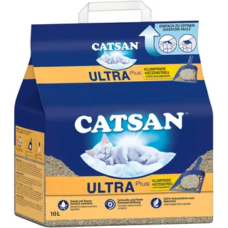 Catsan Ultra Plus – Katzenstreu aus feinen natürlichen Tonkörnchen – 1 x 10 Liter
