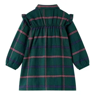vidaXL Kinderkleid mit Langen Ärmeln Rüschen Dunkelgrün 128