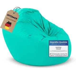 BuBiBag Sitzsack für Erwachsene -Indoor Outdoor XL Sitzsäcke, Sitzkissen oder als Gaming Sitzsack, geliefert mit Füllung (125 cm Durchmesser, türkis)