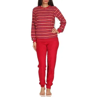 RELAX by Normann Frottee Pyjama gestreift Rot 40/42