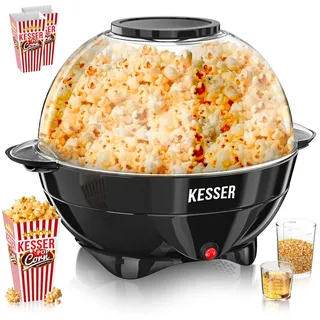 KESSER® Popcornmaschine Groß 800W | Popcorn-Maker 5,5l Inhalt mit Antihaftbeschichtung Deckel & Servierschale | für Öl Butter Zucker Stille & Schnelle inkl. abnehmbarer Heizfläche