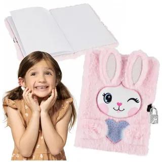 sarcia.eu Kaninchen Rosa, Plüsch Notizbuch Tagebuch mit Vorhängeschloss A5 liniert (Kaninchen)