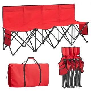 Yaheetech Campingstuhl Klappbare Campingbank für Mehrere Personen, Sitzbank 4-Sitzer-Klappbank Tragbare Campingbank mit Tragtasche rot 184 cm x 82.5 cm x 50 cm