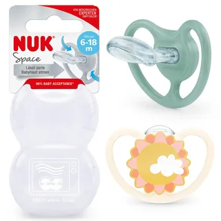 NUK Space Silikon 6-18 Monate | Schnuller mit zusätzlichen Öffnungen für sensible Haut | BPA-freies | Zebra | 2 Stück