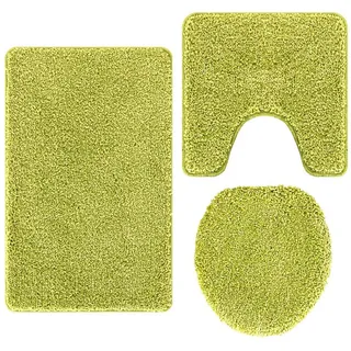 vidaXL 3-tlg. Badematten-Set Grün Polypropylen rutschfest