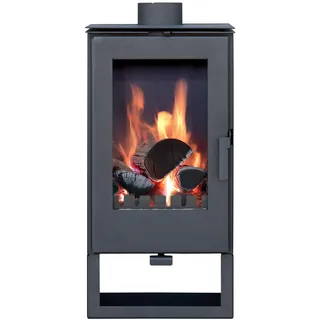 Kaminofen holzofen ALAZ K8M Schwarz 9 kW, Kamin Heizofen Dauerbrandofen Holzofen, Кaminholz Hüttenofen, Кaminfeuer, Briketts Kamin, Fireplace Wood