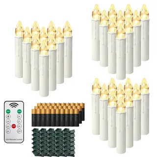 AufuN LED Weihnachtskerzen mit Fernbedienung 30 Stück Kabellos Kerzen mit Batterien Outdoor Weinachten für Weihnachtsbaum, Weihnachtsdeko, Hochzeitsdeko, Party, Feiertag, Warmweiß