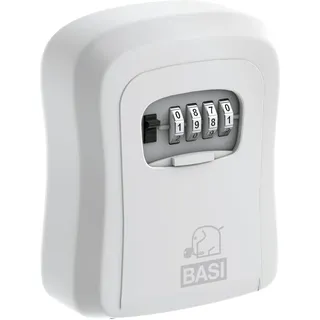 BASI | Schlüsselsafe aus Aluminium | 4-stellige einstellbare Zahlenkombination | Wetterfest | Schlüsseltresor | Schlüsselbox mit Zahlencode | Für Innen- und Außenbereich | Farbe Weiß