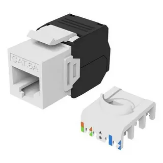 Equip Cat.6A Ungeschirmte Keystone-Buchse Werkzeuglos, 8 Stück/Set, Weiß, Flach,