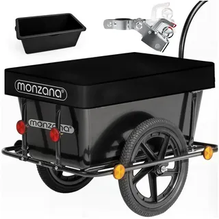 monzana Transportanhänger inkl. 90L Kunststoffwanne und Kupplung schwarz