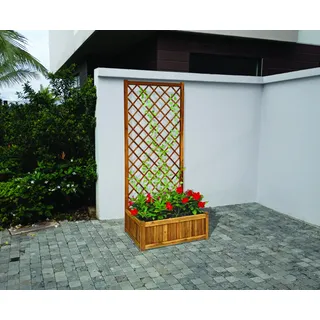 hardin 1fachgut Pflanzkasten Pflanztopf Blumentopf mit Rankhilfe 180 x 80 x 38 cm FSC braun