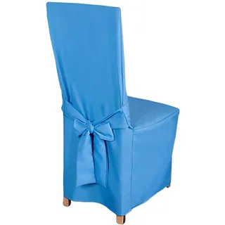 HOME DEKO Stuhlhussen mit Schleife, Universal-Sitzbezüge zum Schonen von Stühlen für Wohnzimmer, Esszimmer oder Küche, Perfekt für Anlässe Aller Art, Hellblau, 4 Stück