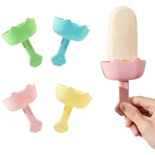 Goiern Tropffrei EIS am Stiel-Halter für Kinder, 4 Stück Eishalterung Kinder Eisstiele Wiederverwendbar, Popsicle Holder für Kinder Kleinkinder