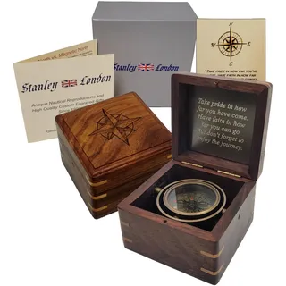 Kompass mit Gravur, personalisiert in Holzbox, antiker Messing-Schreibtischkompass, Geschenke für Männer, Ihn, Sohn, Enkel, Teenager, Jungen, für Abschluss, Taufe, Konfirmation, Führung (FBA – Take